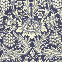 Blue Fancy Floral and Fruit Print Italian Paper ~ Carta Varese Italy